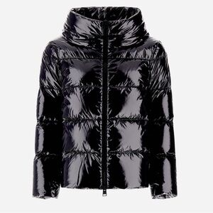 Herno black gloss cropped puffer jacket, size 38